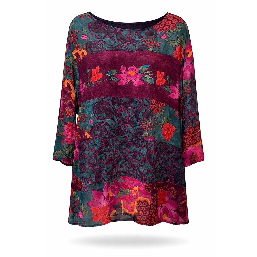 Carole Little Vntg Art to Wear 90s Blouse Sz 6 Art Nouveau Floral Tunic Top